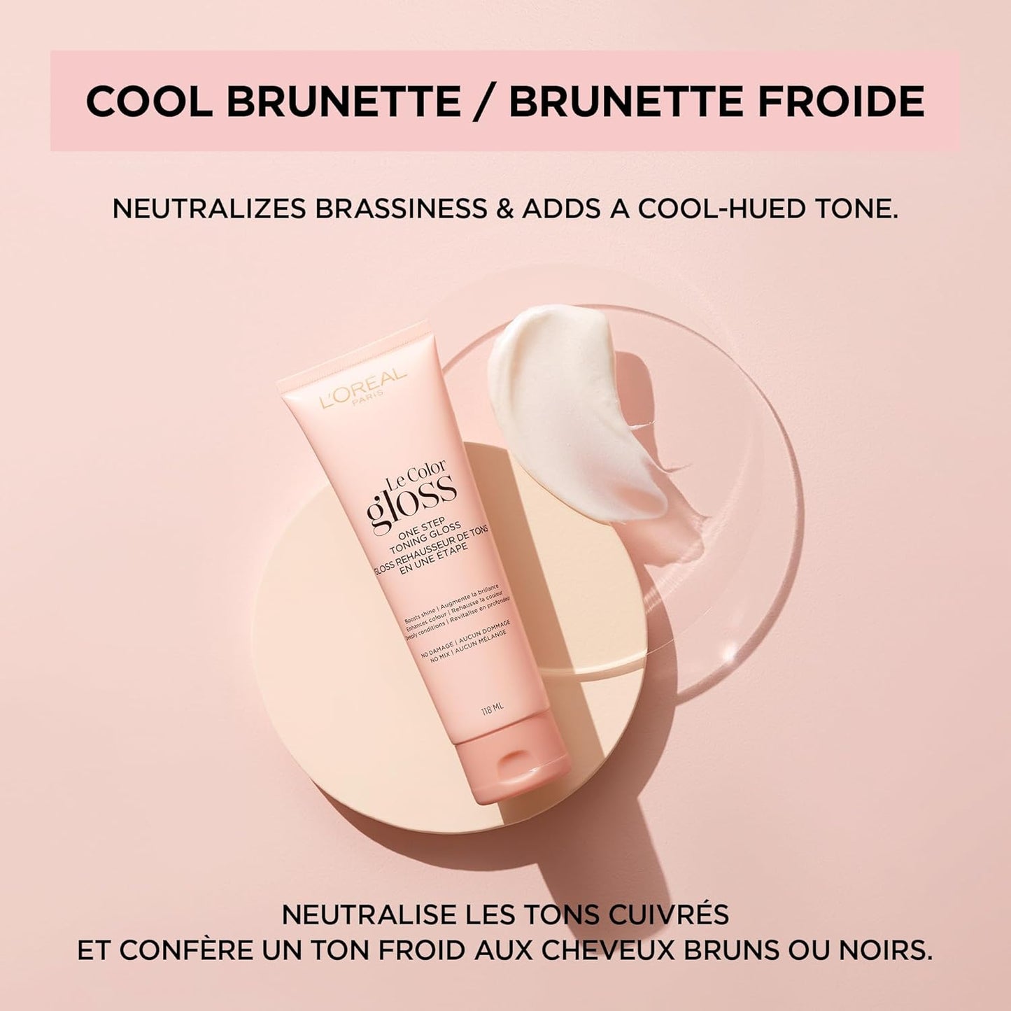 L’Oréal Paris One Step Toning Hair Gloss, Cool Brunette, 118 ml