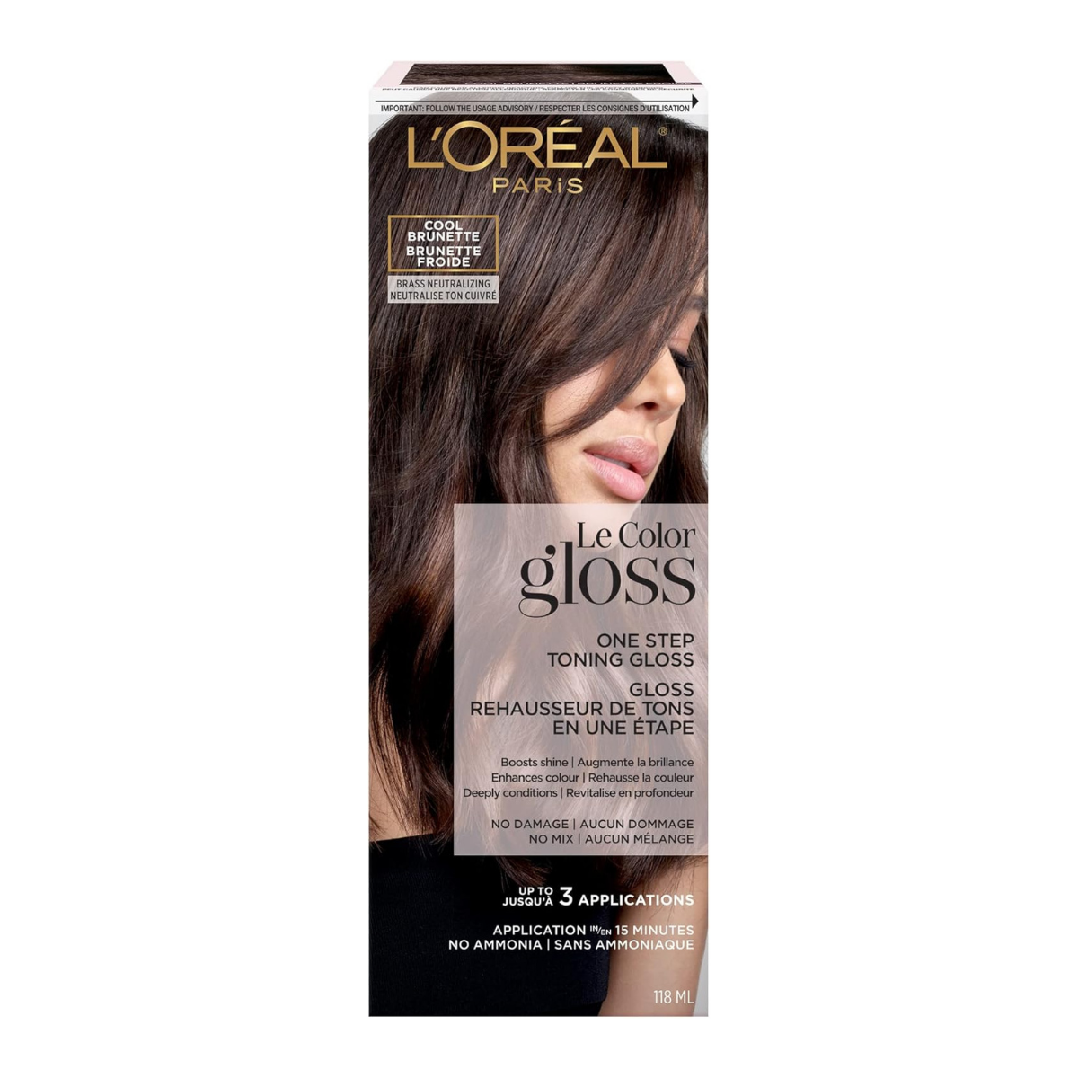 L’Oréal Paris One Step Toning Hair Gloss, Cool Brunette, 118 ml