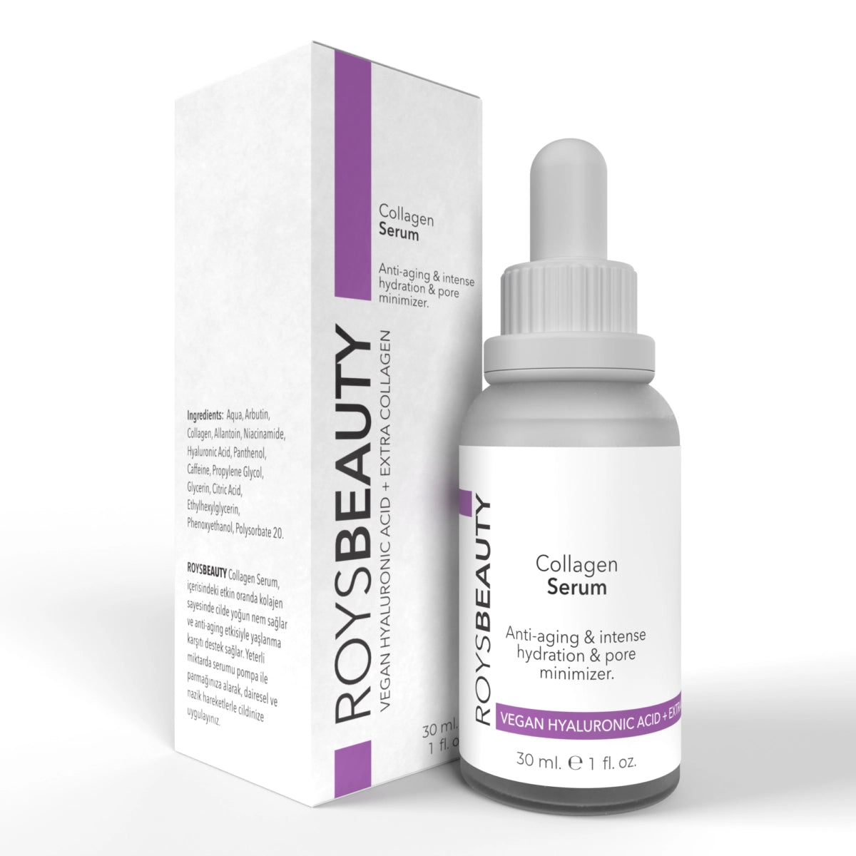 Roys Beauty Vegan Hyaluronic Acid & Collagen Serum – 30ml | Deep Hydration & Anti-Aging Formula