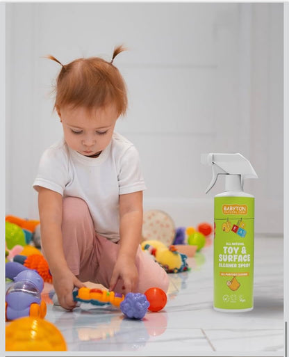 Babyton Natural Toy & Surface Cleaner, Plant-Based Formula, Spray, Orange, Baby Items & Household Surfaces, Non-Toxic, 500 ml, No-Rinse, Multi-Surface, Chemical-Free, Eco-Friendly
